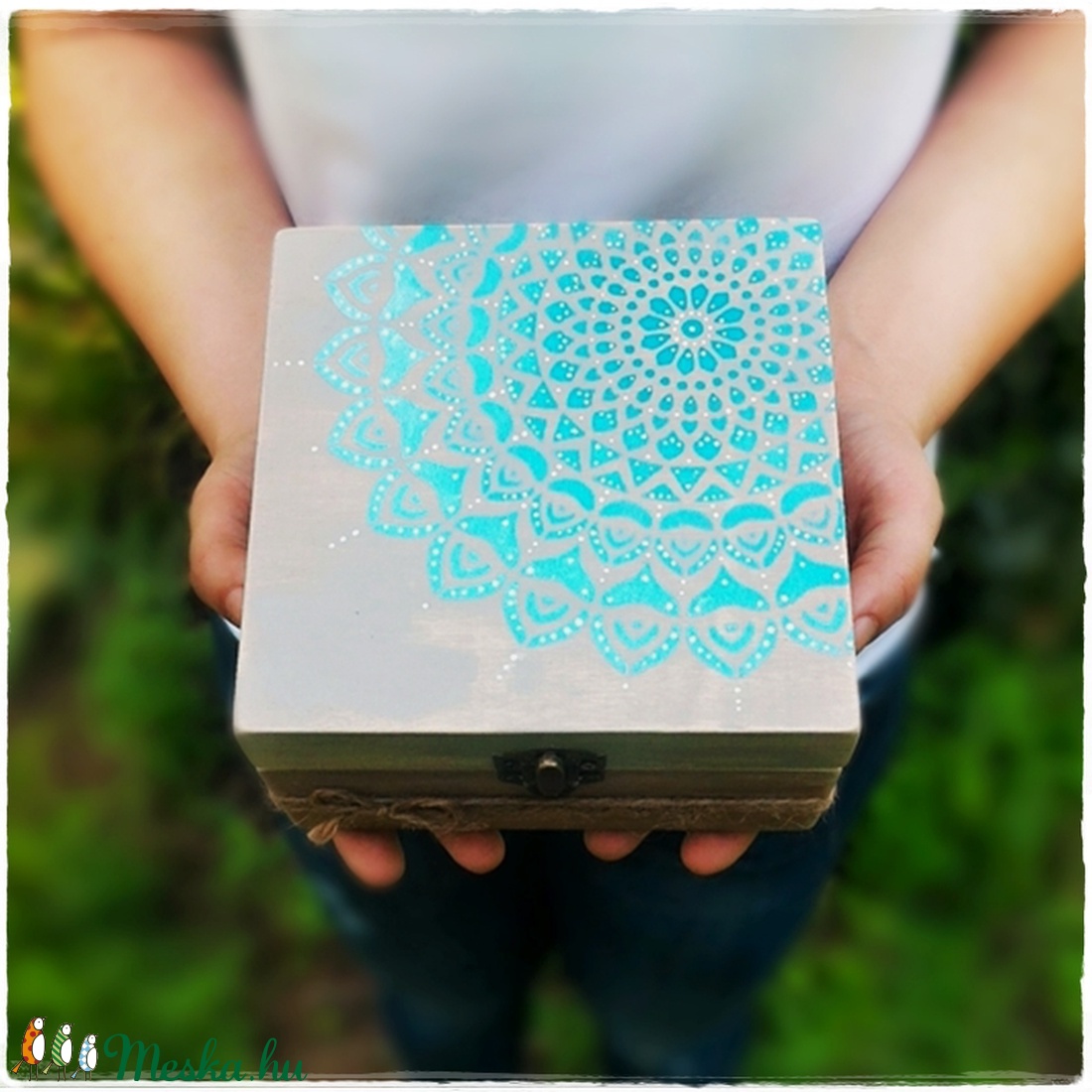 Ékszertartó doboz - Rusztik Mandala LIMITÁLT! (gyűrűtartó gyűrű bedugós fülbevaló  tartó füli ékszerdoboz beszúrós) -  - Meska.hu