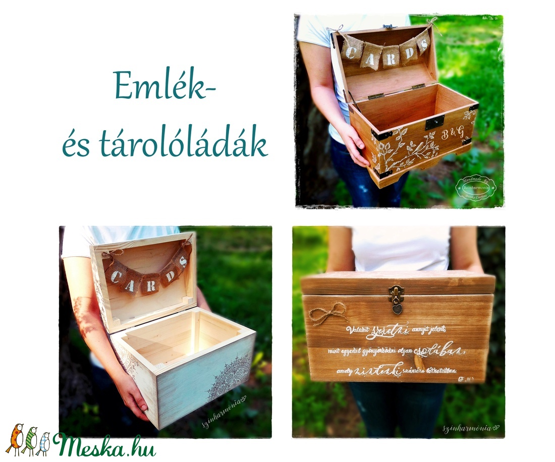 Virágos Név - Tároló- és Emlékláda (keresztelő, fotózás, ballagás, születésnap, babaváró kislány skandináv doboz, emlék) -  - Meska.hu