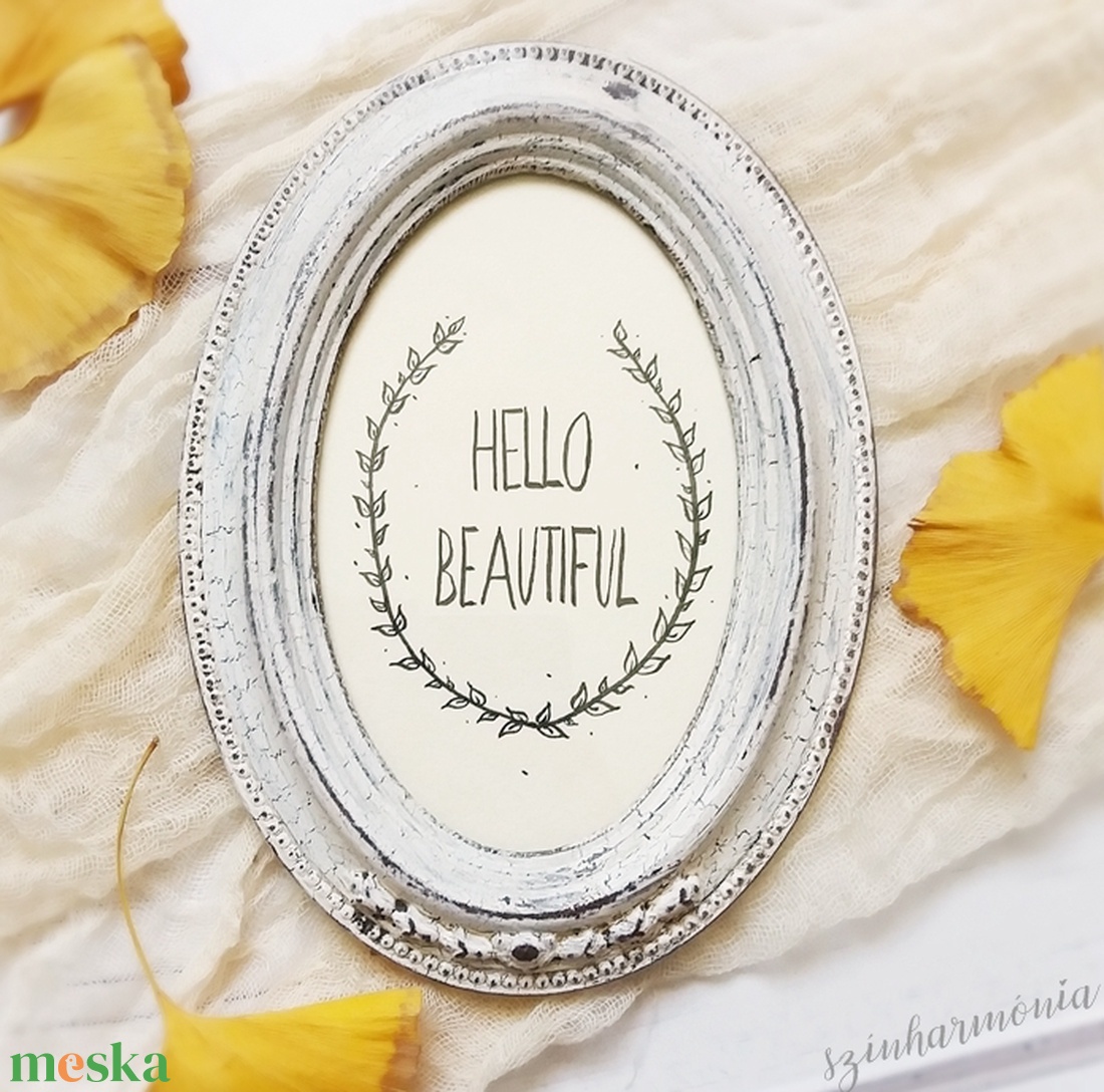 Képkeret Ovális - Törtfehér Vintage 10x15 cm (baba talplenyomat, kézlenyomat, nászajándék, esküvő, asztalszám, fotózás) - otthon & életmód - dekoráció - Meska.hu