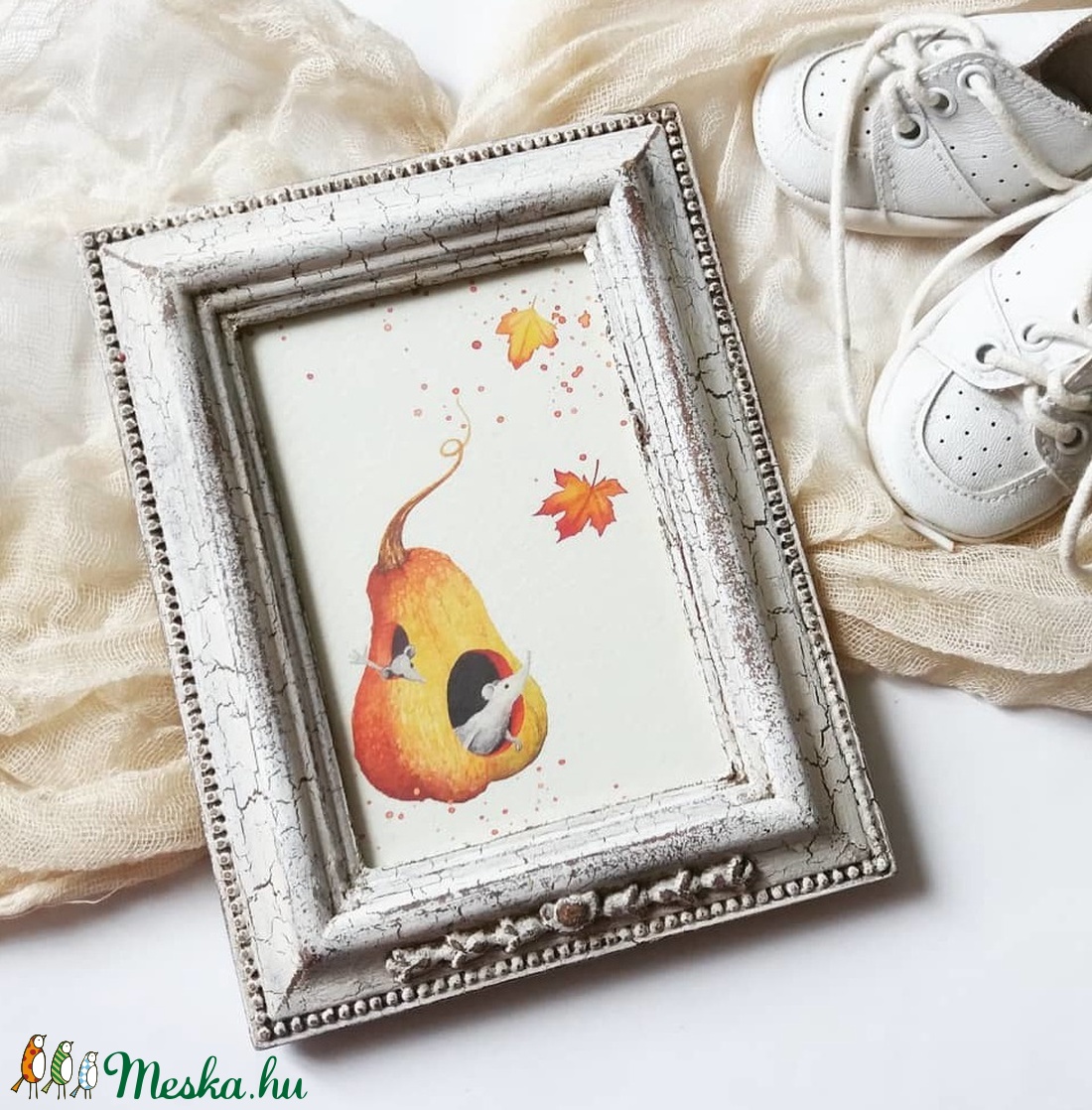 Képkeret Téglalap - Vintage Törtfehér 9x13 cm - otthon & életmód - dekoráció - Meska.hu