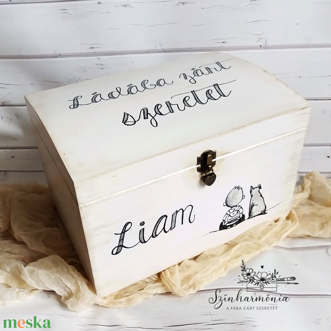 Emlékláda - Barátság (névre szóló emlékőrző kincsesláda és tárolóláda) - otthon & életmód - tárolás & rendszerezés - láda - Meska.hu