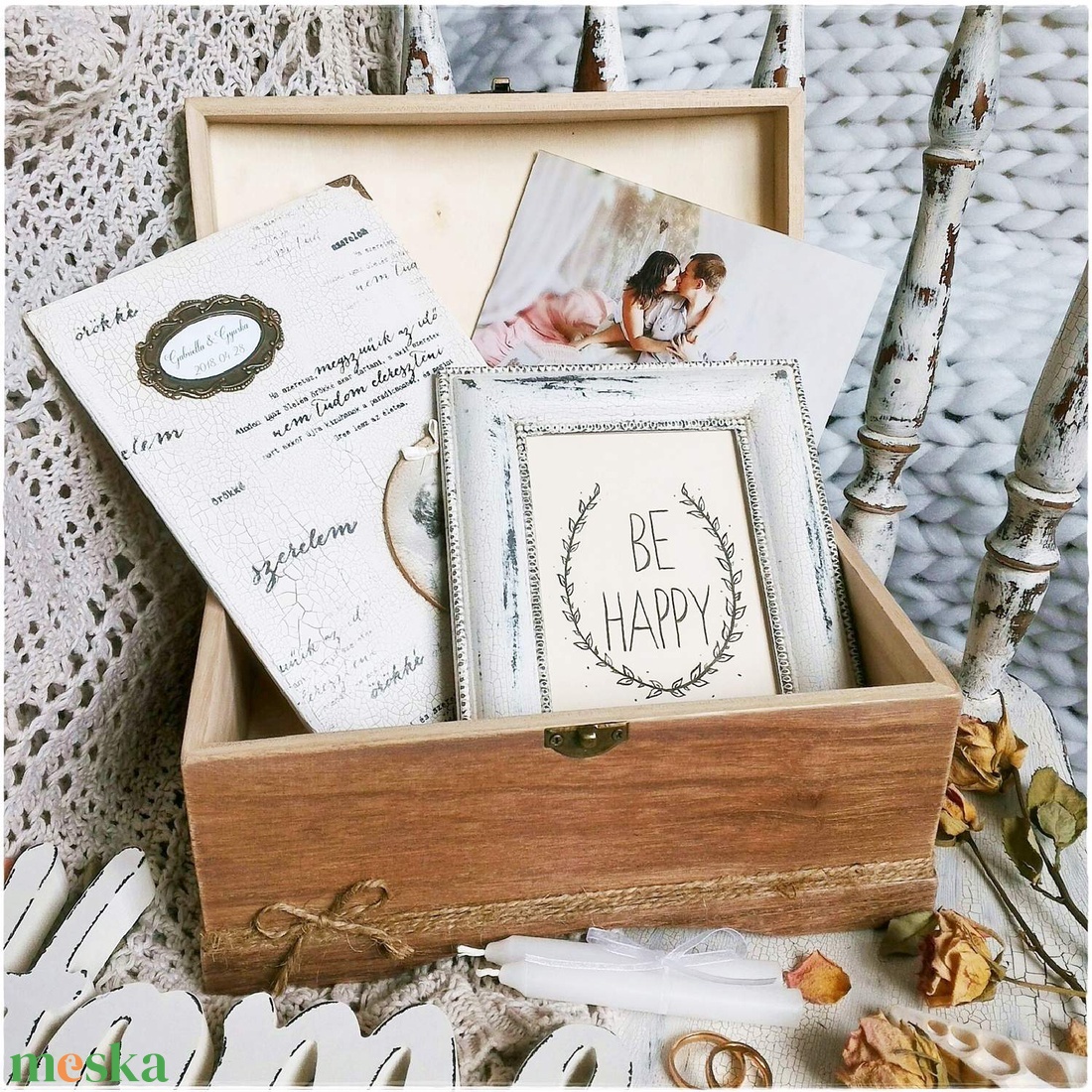 Emlékőrző fadoboz - Tengerszem mandala - otthon & életmód - tárolás & rendszerezés - doboz - Meska.hu