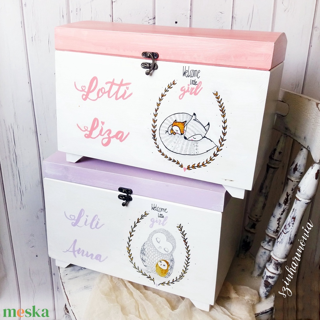 Emlékőrző faláda - Kis bagoly (névre szóló kincsesláda) - otthon & életmód - tárolás & rendszerezés - láda - Meska.hu