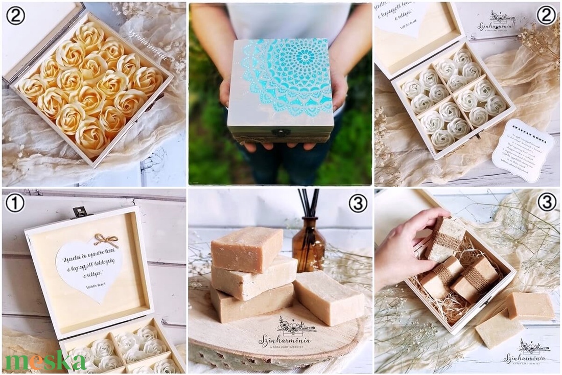 Ajándékdoboz szappannal - Púder mandala - otthon & életmód - dekoráció - asztal és polc dekoráció - díszdoboz - Meska.hu