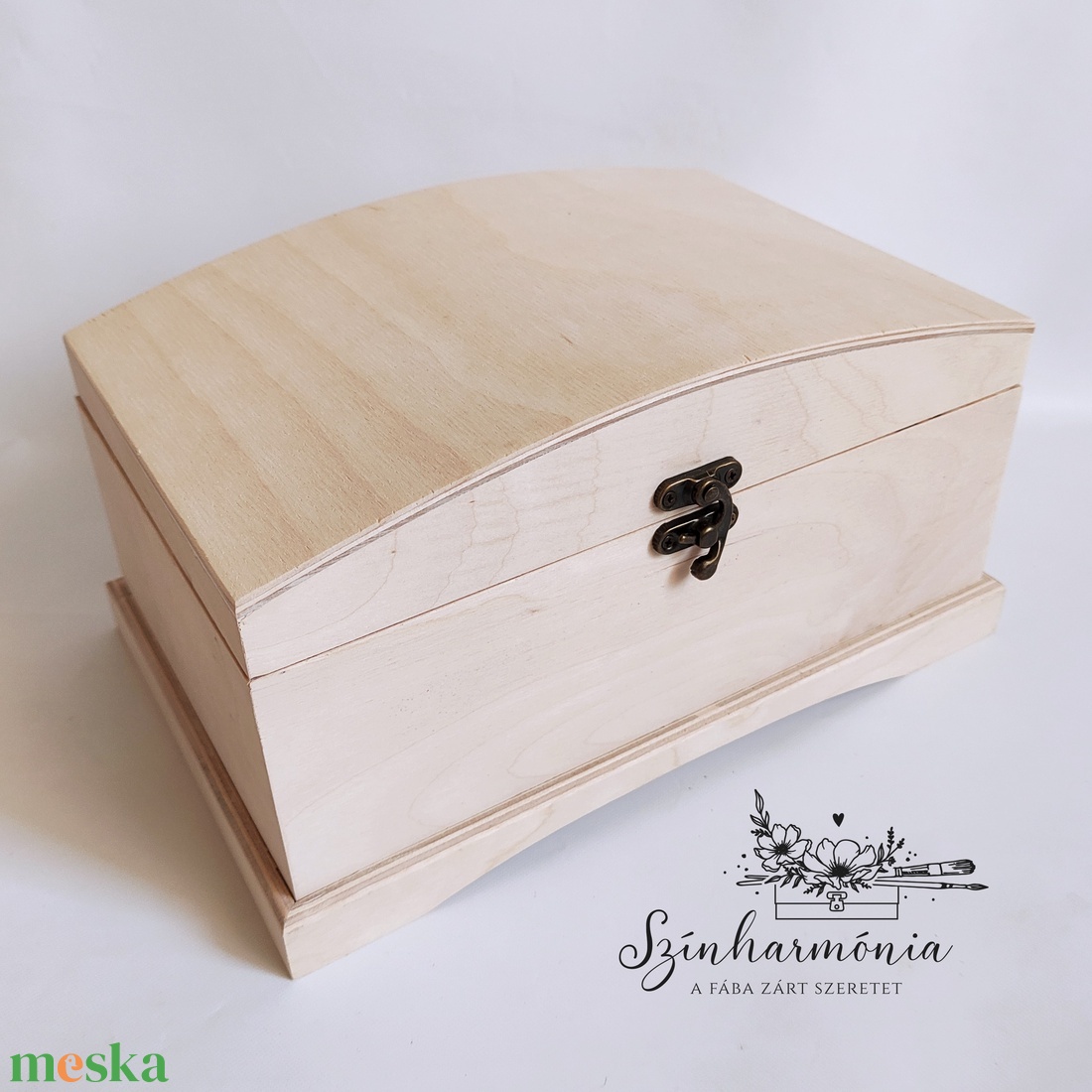 Natúr íves tetejű fadoboz - kellékek & szerszámok - hobby fa alapanyag - doboz - Meska.hu