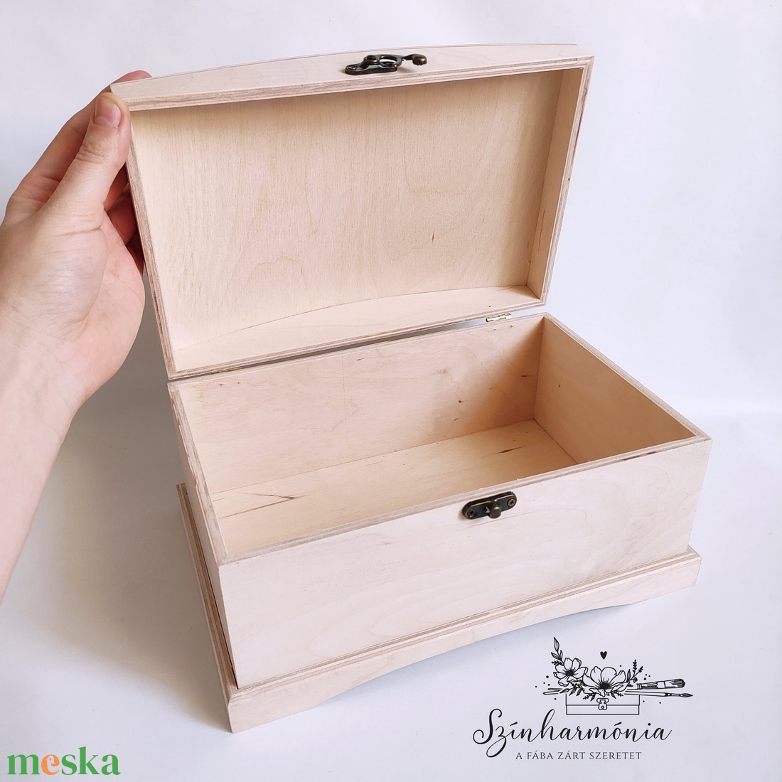 Natúr íves tetejű fadoboz - kellékek & szerszámok - hobby fa alapanyag - doboz - Meska.hu