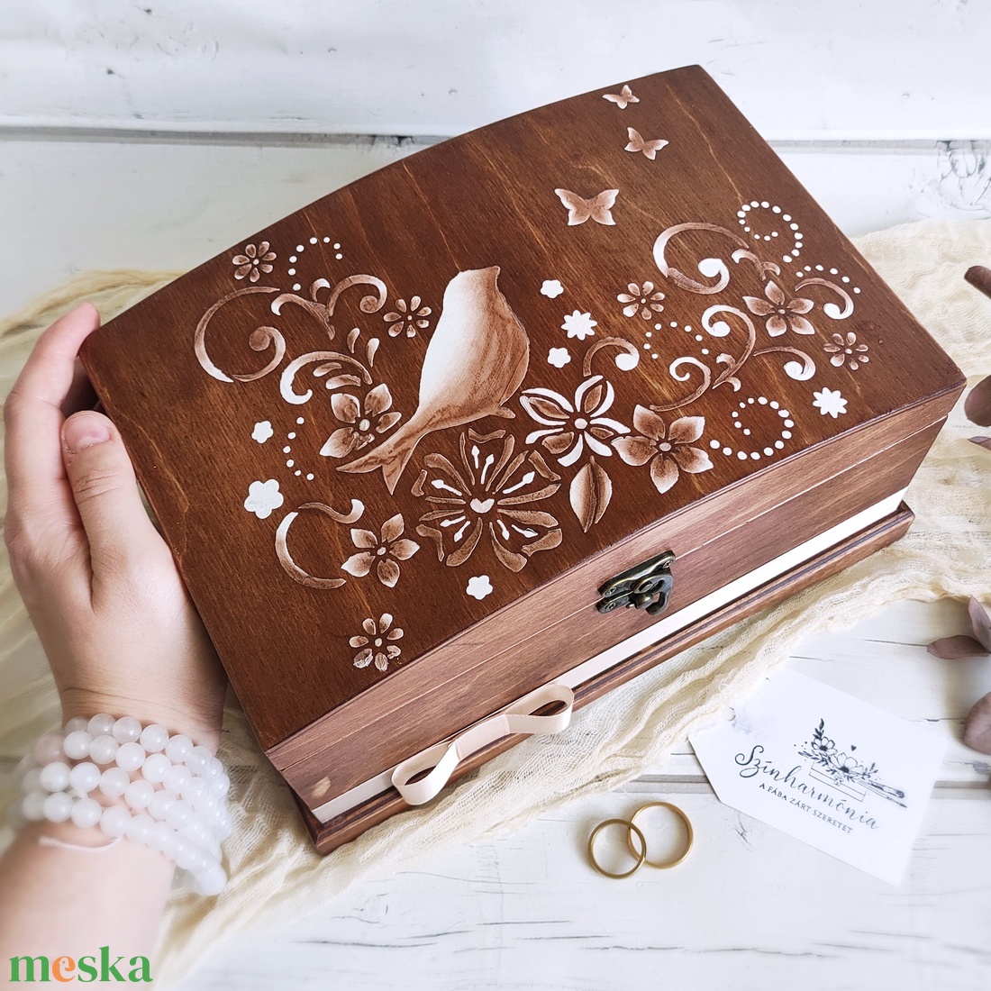 Natúr íves tetejű fadoboz - kellékek & szerszámok - hobby fa alapanyag - doboz - Meska.hu