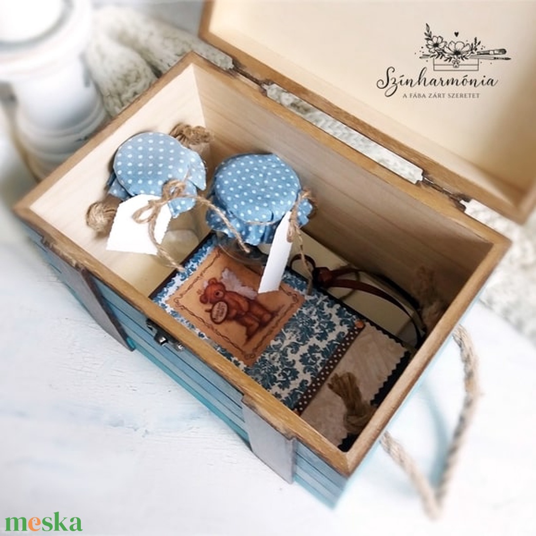 Nagyobb kincsesláda zsinóros fogantyúval - Hullámzás - otthon & életmód - tárolás & rendszerezés - láda - Meska.hu