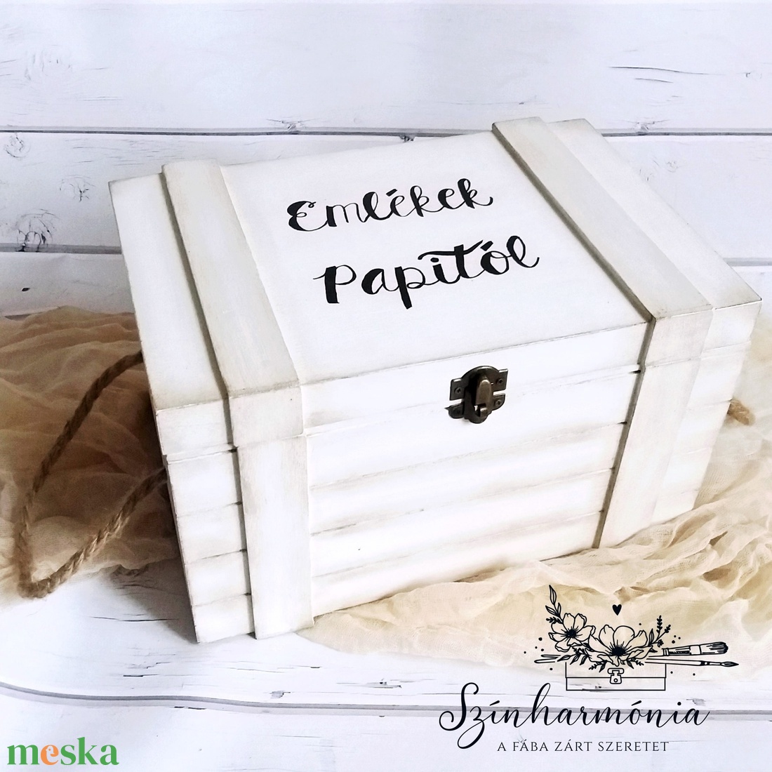 Nagyobb kincsesláda zsinóros fogantyúval - Vintage - otthon & életmód - tárolás & rendszerezés - láda - Meska.hu