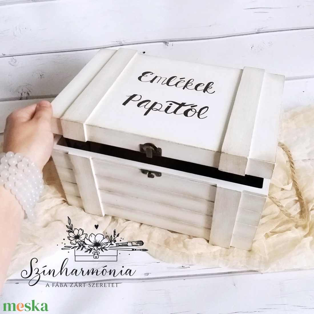 Nagyobb kincsesláda zsinóros fogantyúval - Vintage - otthon & életmód - tárolás & rendszerezés - láda - Meska.hu