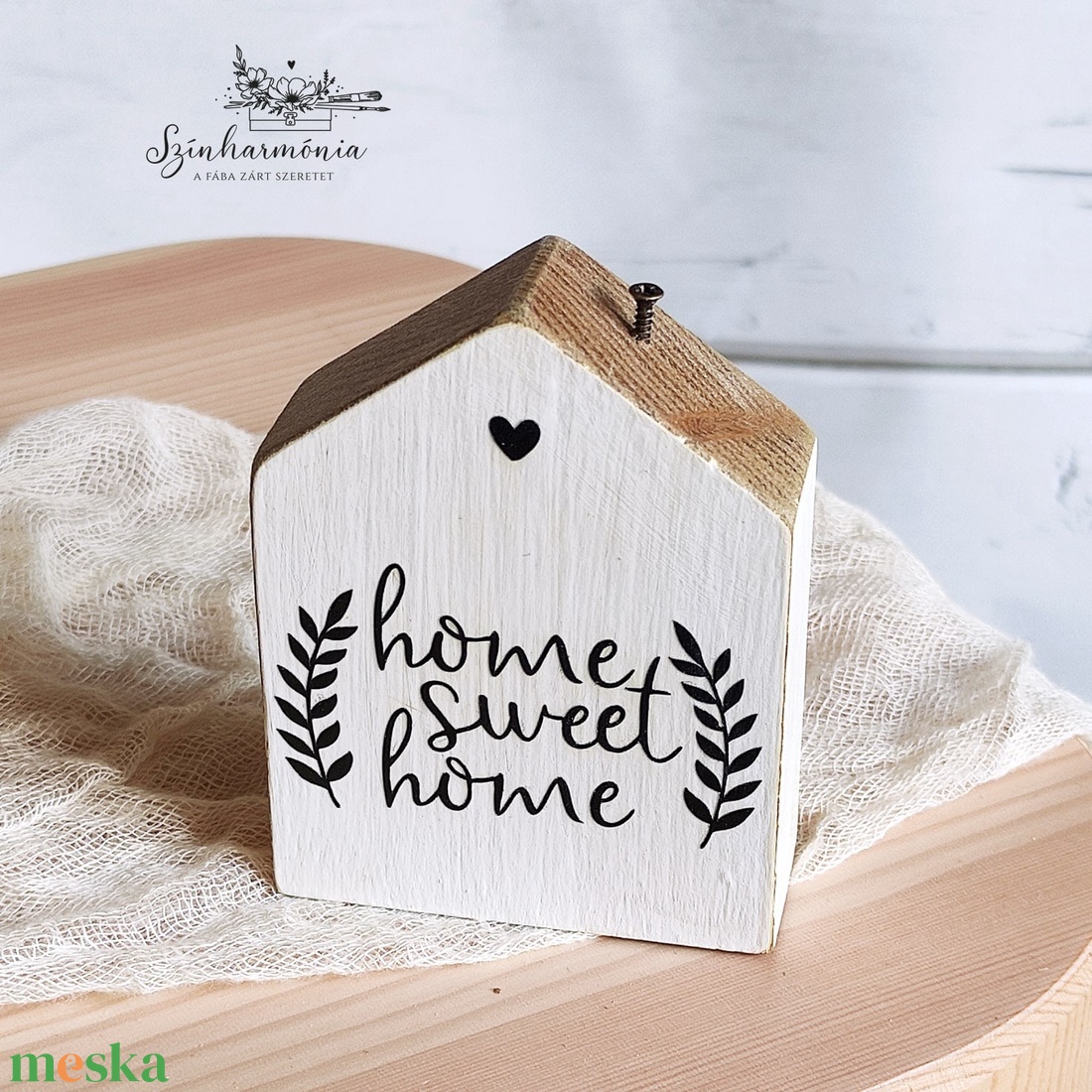 Dekorházikó kéménnyel - Édes Otthon (koszorú) - otthon & életmód - dekoráció - dekoratív figurák és szobrok - Meska.hu