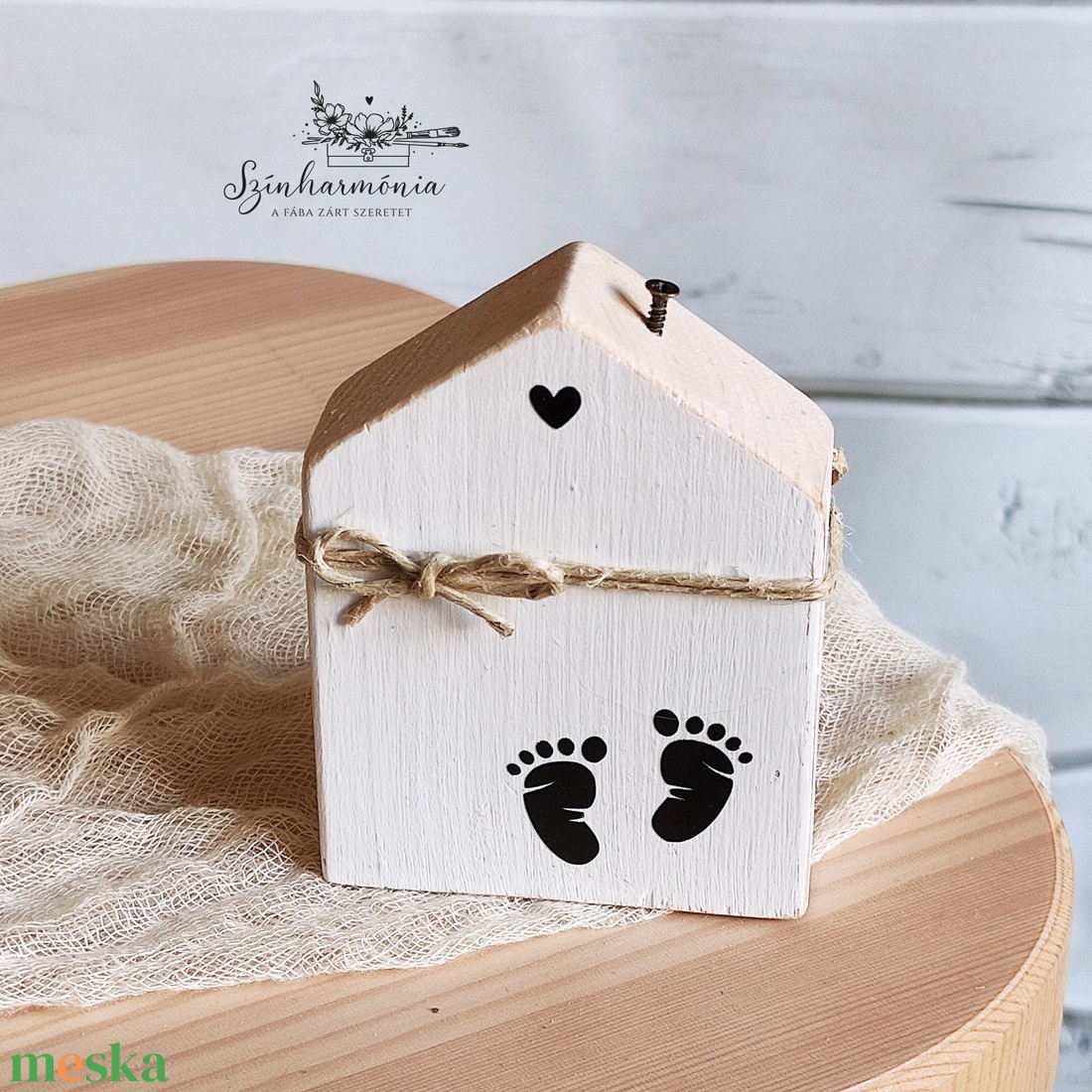 Dekorházikó kéménnyel - Édes Otthon (lábnyomok) - otthon & életmód - dekoráció - dekoratív figurák és szobrok - Meska.hu