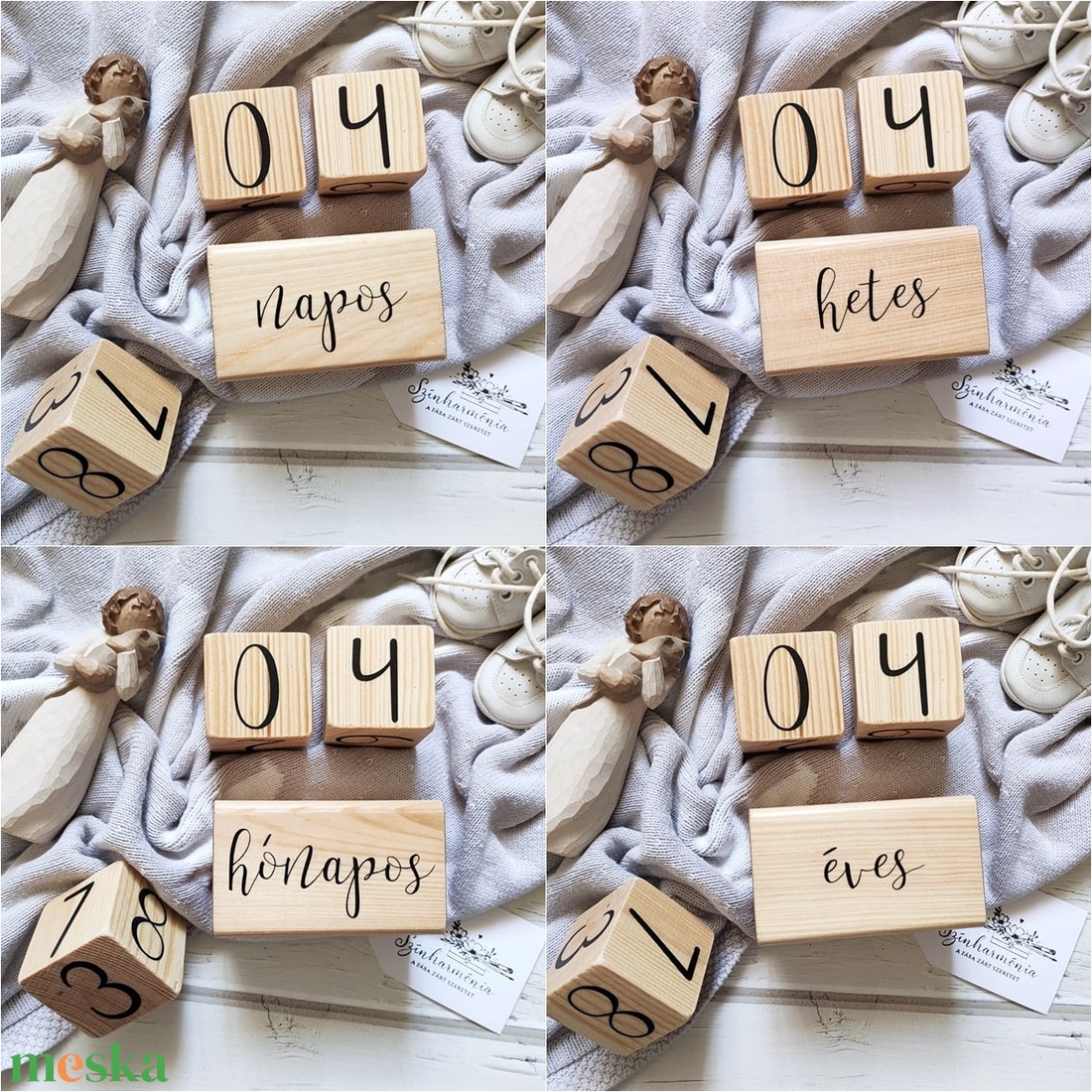 Mérföldkő kockák 4 db-os szettben (betűs fakocka) - játék & sport - Meska.hu