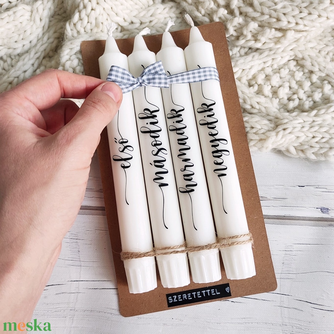 Adventi feliratos gyertyák csomagban - karácsony - adventi díszek - adventi gyertyadíszek és koszorúdíszek - Meska.hu