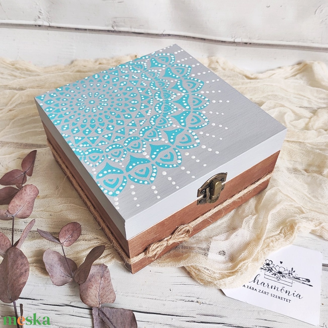 Ajándékdoboz szappannal - Tengerszem mandala - otthon & életmód - konyhafelszerelés, tálalás - konyhai tárolás - tea & kávé tárolás - Meska.hu