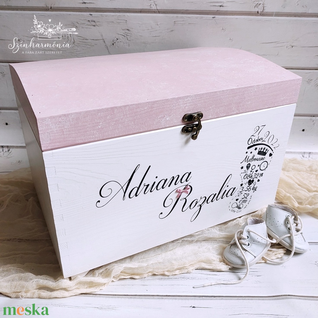 Emlékőrző faláda - Lábnyom (névre szóló kincsesláda) - otthon & életmód - babaszoba, gyerekszoba - Meska.hu
