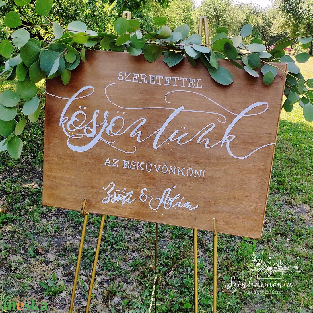 Köszöntő tábla nevekkel - Esküvői tábla (A2) - esküvő - dekoráció - tábla & jelzés - Meska.hu