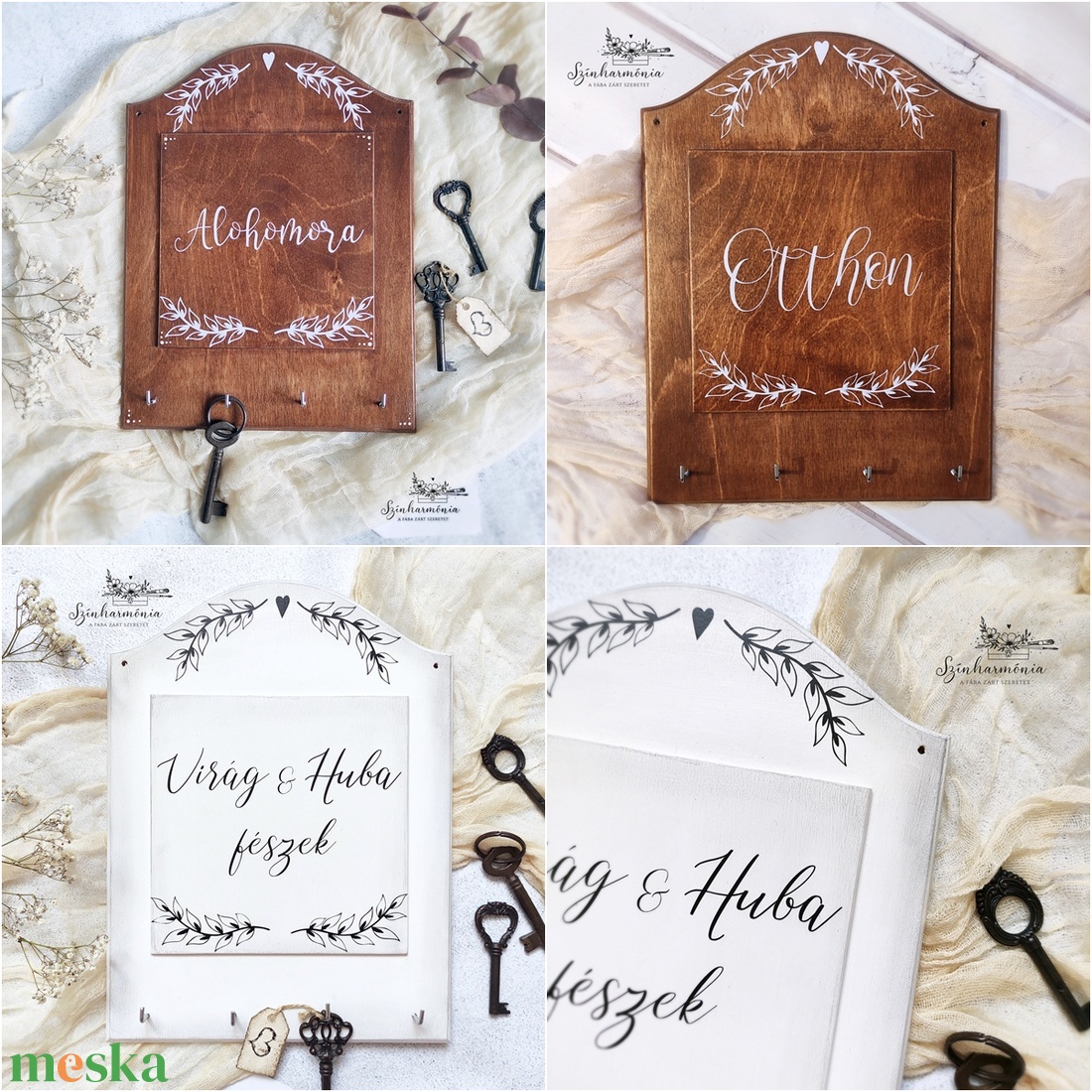 Fali kulcstartó tábla - Egyedi felirattal (barna) - otthon & életmód - dekoráció - fali és függő dekoráció - fali kulcstartó - Meska.hu