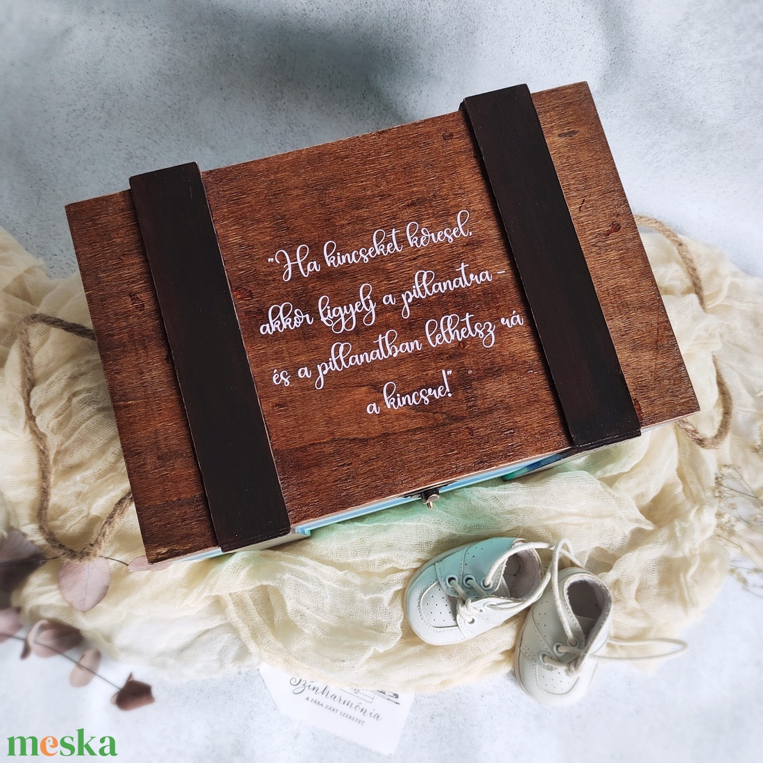 Nagyobb kincsesláda zsinóros fogantyúval - Hullámzás - otthon & életmód - tárolás & rendszerezés - láda - Meska.hu