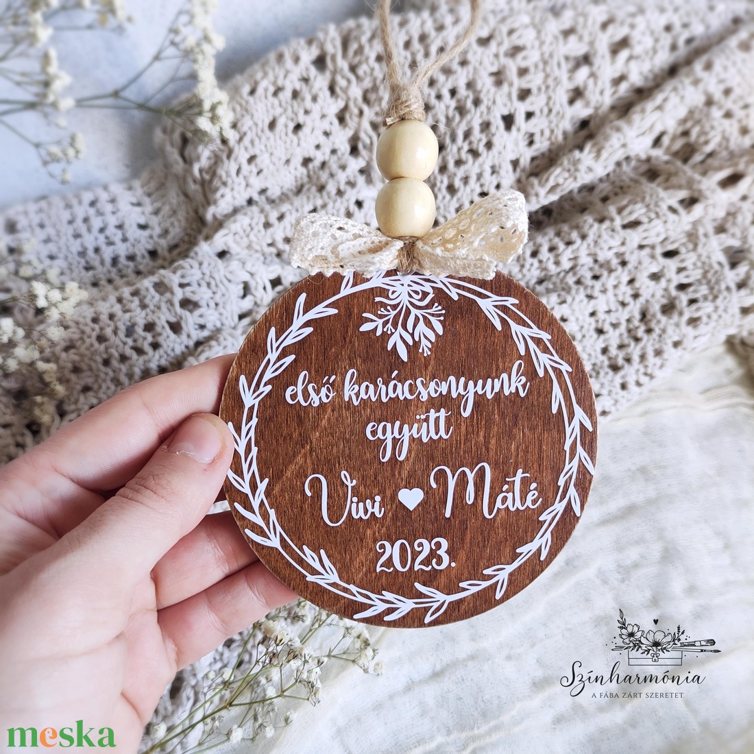 Karácsonyfadísz - Első karácsonyunk együtt - karácsony - karácsonyi lakásdekoráció - karácsonyfadíszek - Meska.hu
