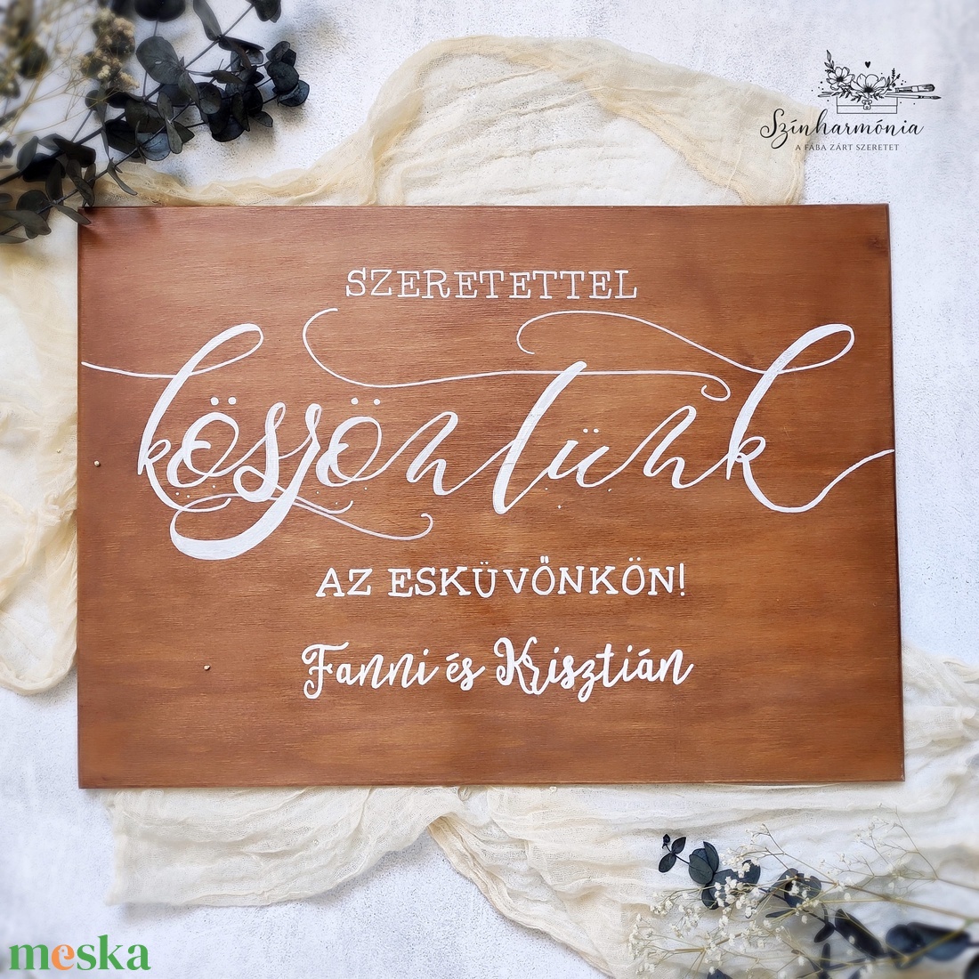 Köszöntő tábla nevekkel - Esküvői tábla (A2) - esküvő - dekoráció - tábla & jelzés - Meska.hu