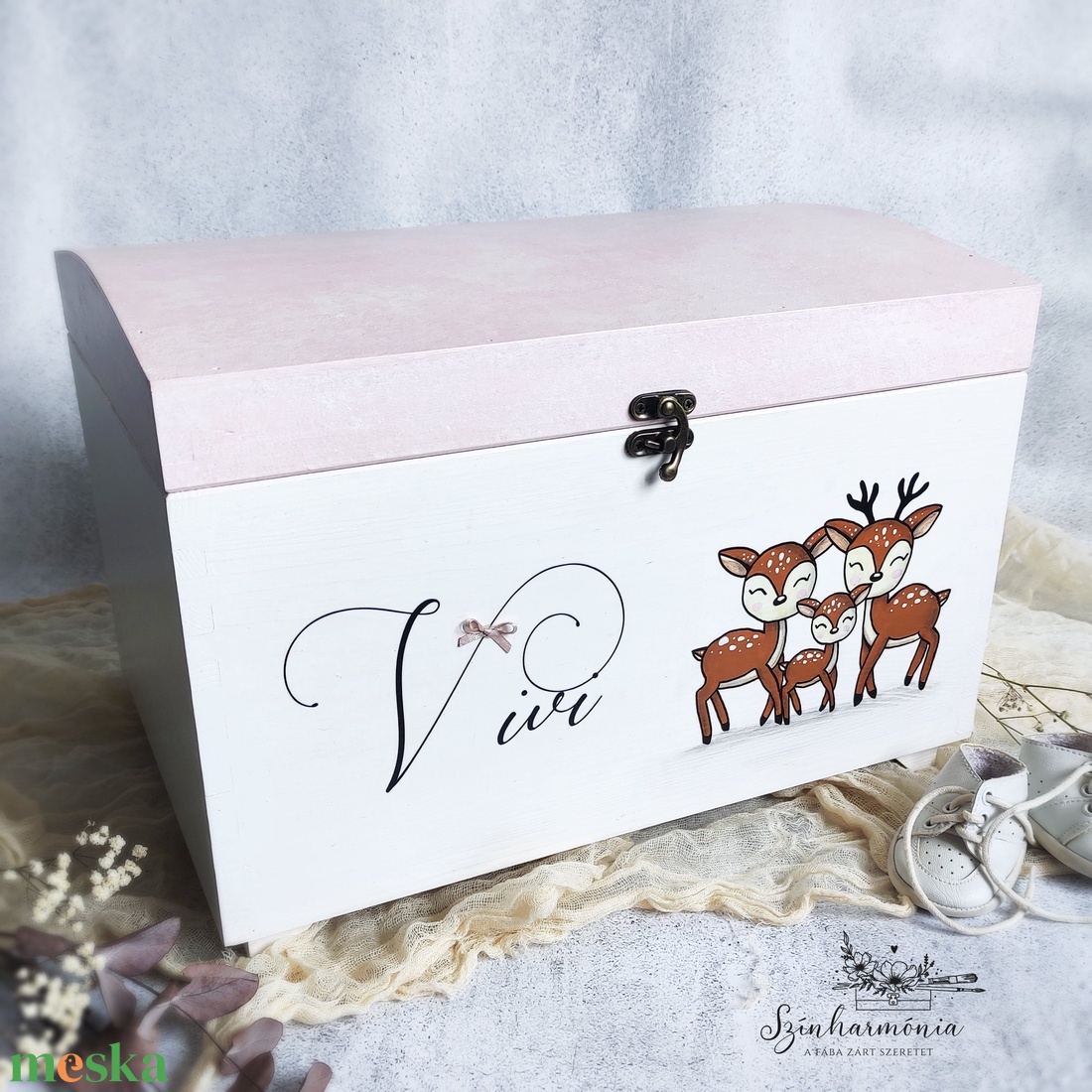 Emlékőrző faláda - Őzikék (névre szóló kincsesláda és tárolóláda) - játék & sport - Meska.hu