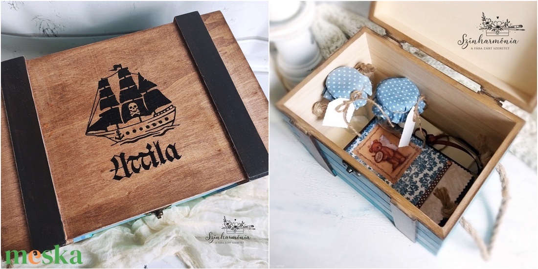Kisebb kincsesláda zsinóros fogantyúval - Kalózhajó - otthon & életmód - tárolás & rendszerezés - láda - Meska.hu