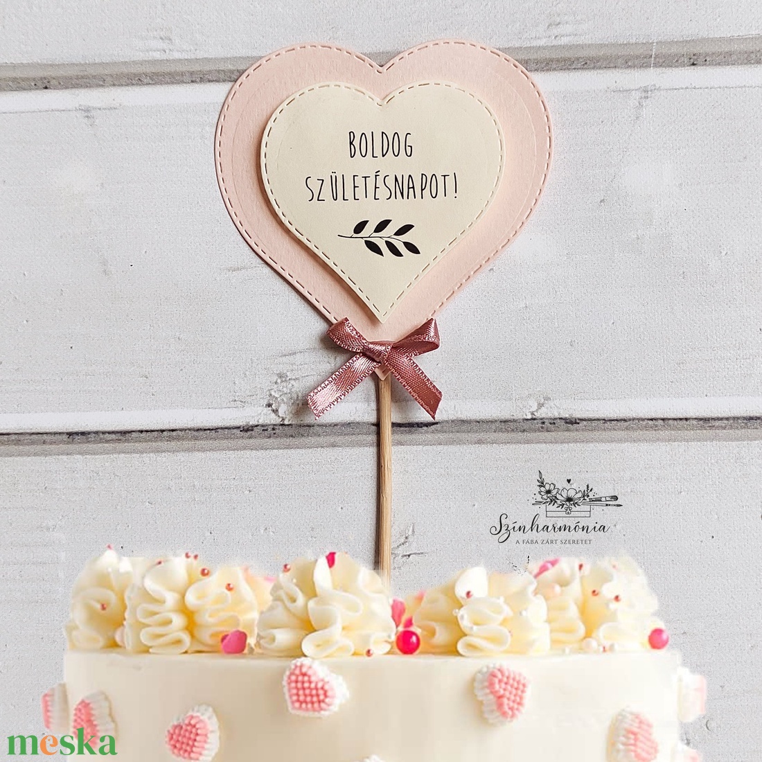 Térhatású tortabeszúró - Boldog születésnapot (levél) - otthon & életmód - konyhafelszerelés, tálalás - sütés, főzés - sütidísz - Meska.hu