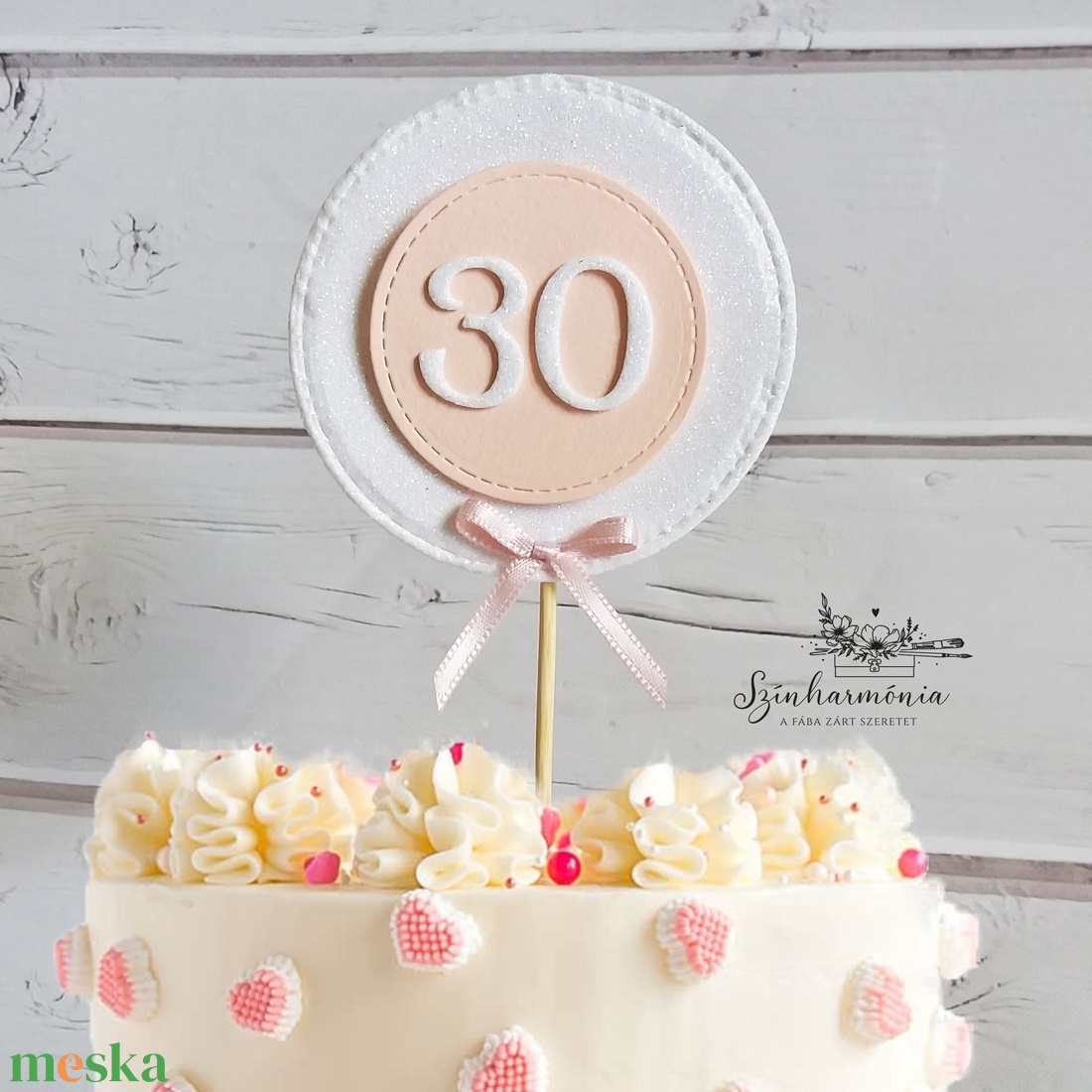 Térhatású tortabeszúró - Fehér csillám és púder (30-as) - otthon & életmód - konyhafelszerelés, tálalás - sütés, főzés - sütidísz - Meska.hu