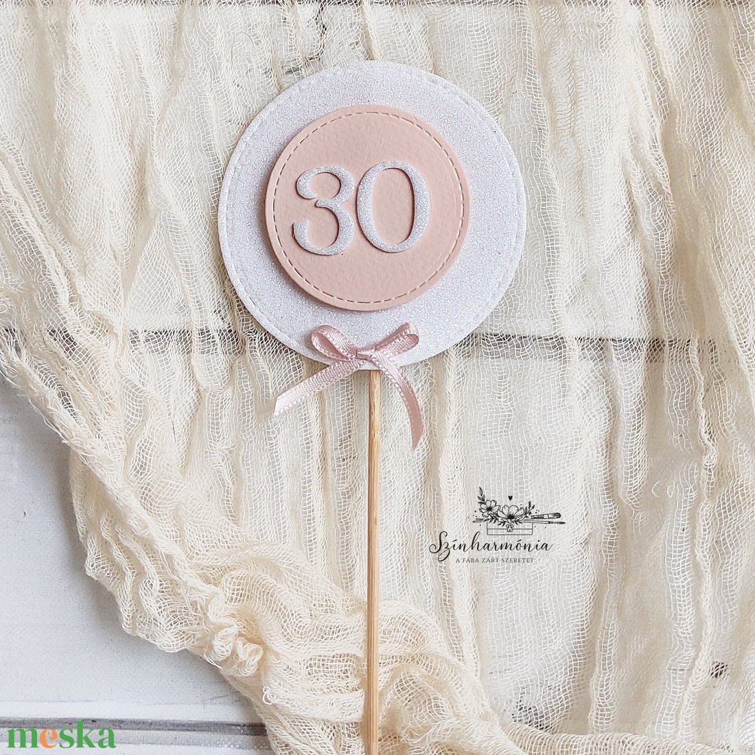 Térhatású tortabeszúró - Fehér csillám és púder (30-as) - otthon & életmód - konyhafelszerelés, tálalás - sütés, főzés - sütidísz - Meska.hu