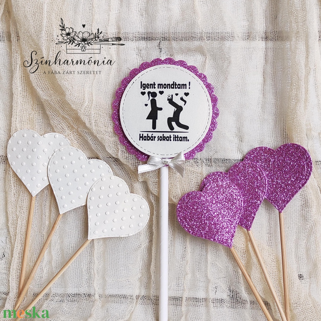 Térhatású tortabeszúró - Igent mondtam (lánybúcsú) - otthon & életmód - konyhafelszerelés, tálalás - sütés, főzés - sütidísz - Meska.hu