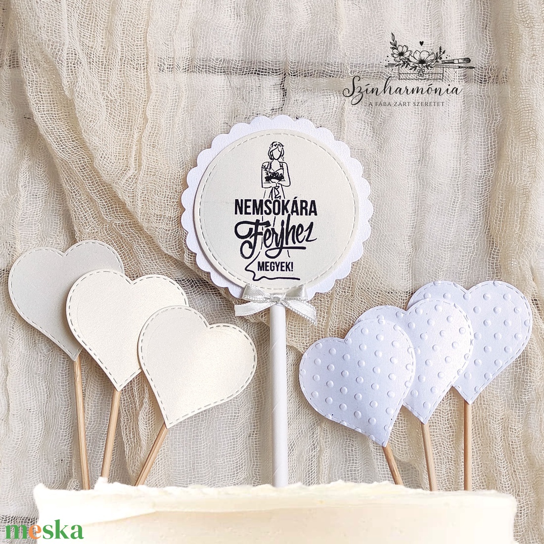 Térhatású tortabeszúró - Nemsokára férjhez megyek (lánybúcsú) - otthon & életmód - konyhafelszerelés, tálalás - sütés, főzés - sütidísz - Meska.hu