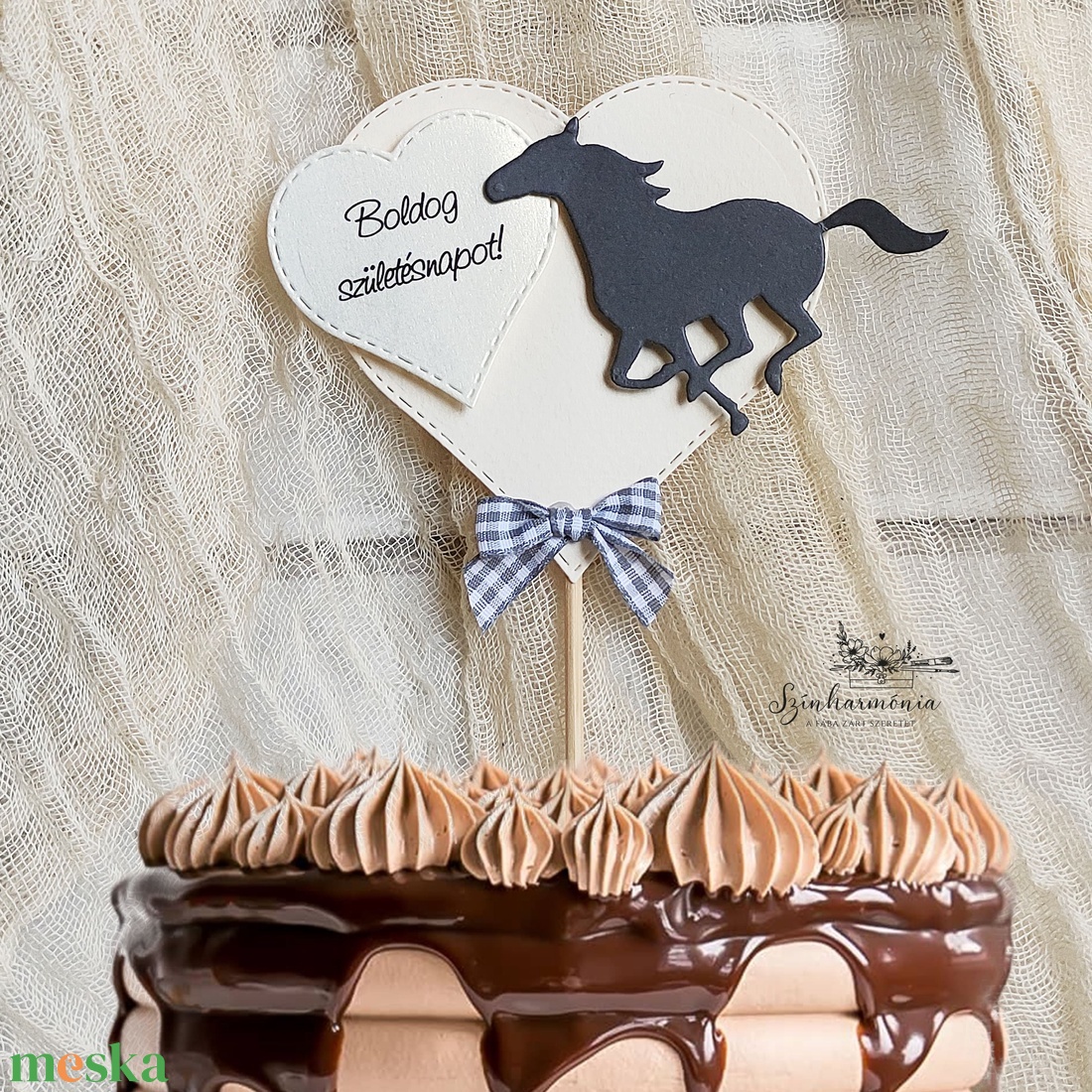 Térhatású tortabeszúró - Vágtázó ló - otthon & életmód - konyhafelszerelés, tálalás - sütés, főzés - sütidísz - Meska.hu