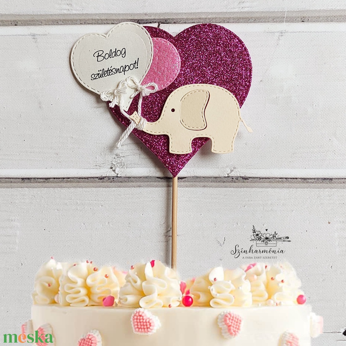 Térhatású tortabeszúró - Rózsaszín elefánt - otthon & életmód - konyhafelszerelés, tálalás - sütés, főzés - sütidísz - Meska.hu