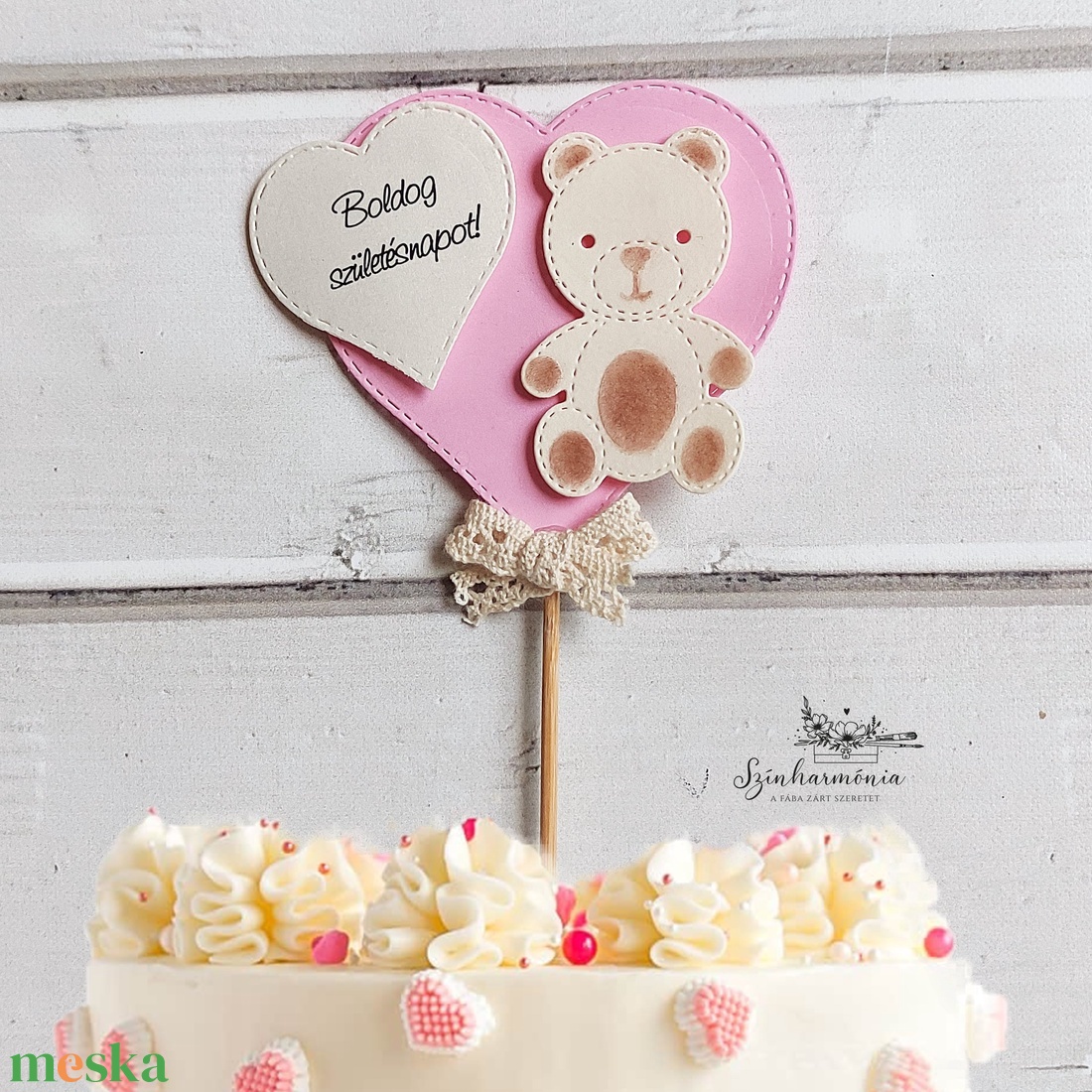 Térhatású tortabeszúró - Lányos játékmaci - otthon & életmód - konyhafelszerelés, tálalás - sütés, főzés - sütidísz - Meska.hu