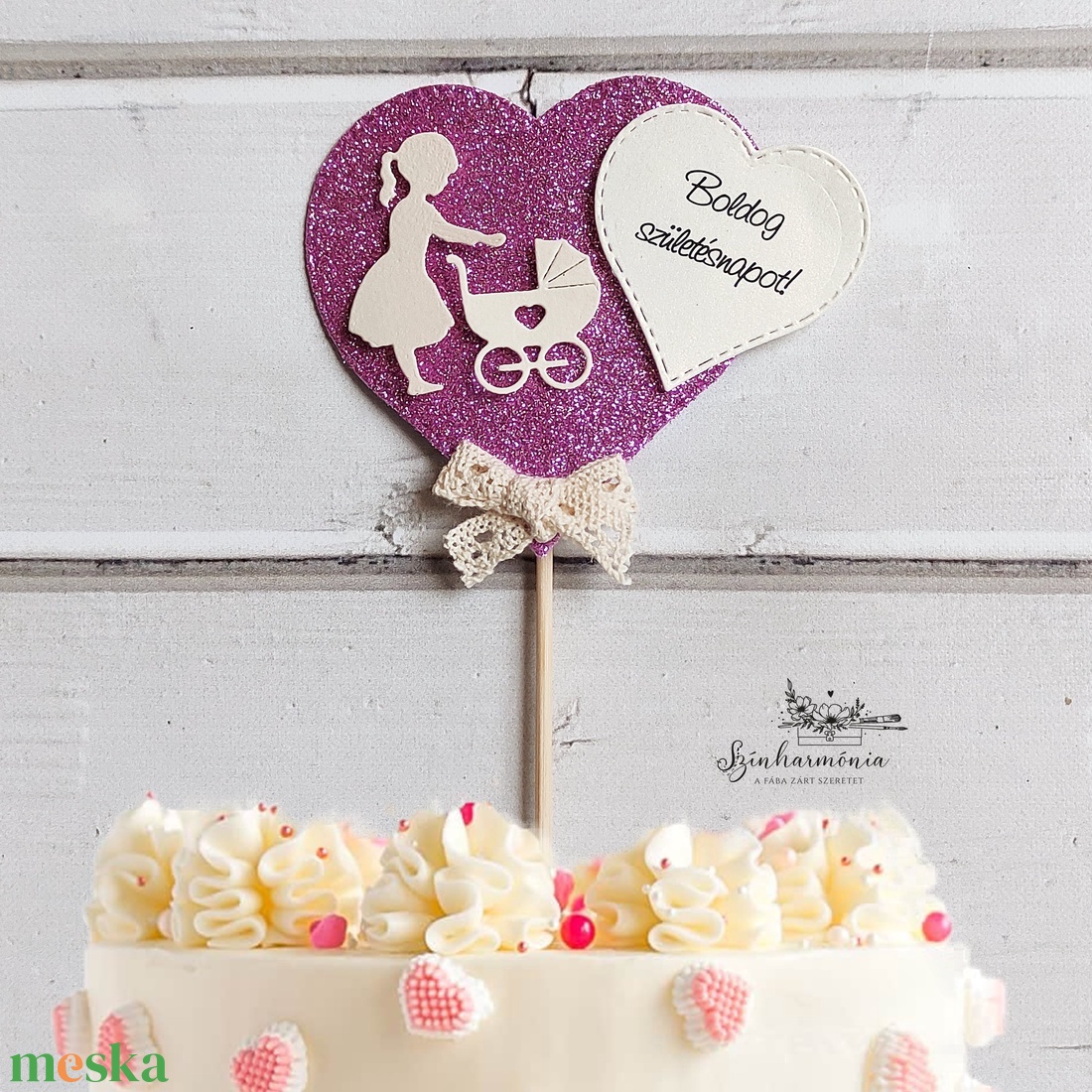 Térhatású tortabeszúró - Kislány babakocsival - otthon & életmód - konyhafelszerelés, tálalás - sütés, főzés - sütidísz - Meska.hu