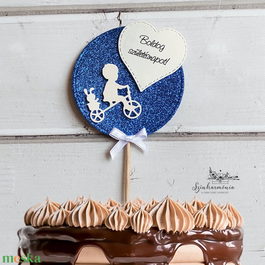 Térhatású tortabeszúró - Tricikliző kisfiú - otthon & életmód - konyhafelszerelés, tálalás - sütés, főzés - sütidísz - Meska.hu