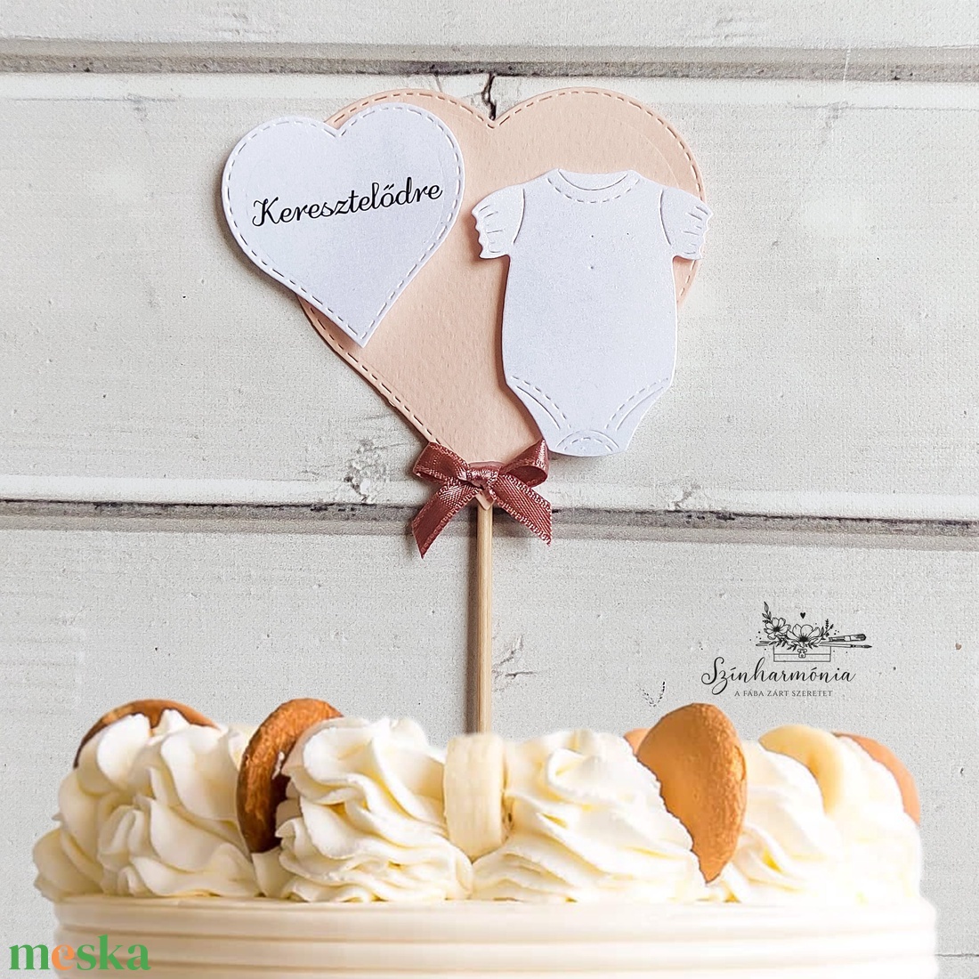Térhatású tortabeszúró - Keresztelőre lányos babaruha - otthon & életmód - konyhafelszerelés, tálalás - sütés, főzés - sütidísz - Meska.hu