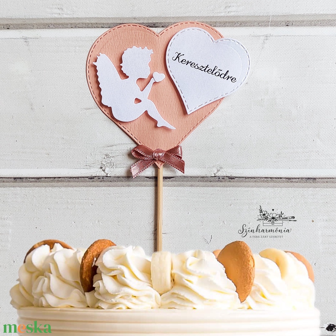 Térhatású tortabeszúró - Keresztelőre lány angyal - otthon & életmód - konyhafelszerelés, tálalás - sütés, főzés - sütidísz - Meska.hu