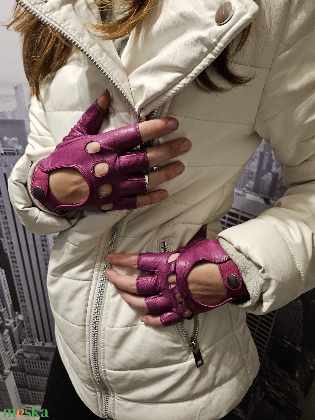 Pink csonkaujjú autós - ruha & divat - sál, sapka, kendő - kesztyű - Meska.hu