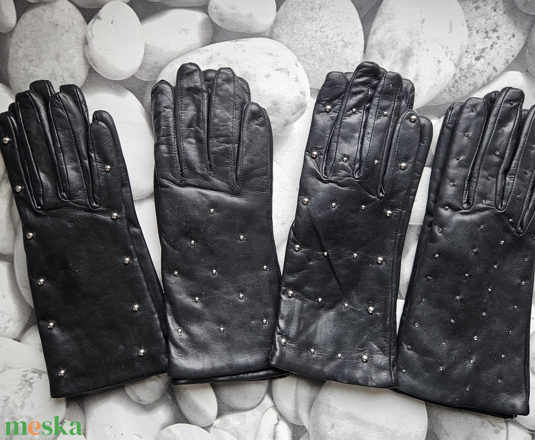 fekete, szegecses - ruha & divat - sál, sapka, kendő - kesztyű - Meska.hu