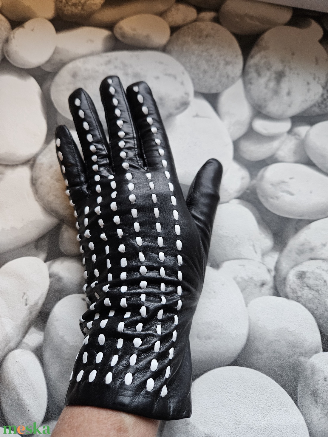 fekete, fűzött - ruha & divat - sál, sapka, kendő - kesztyű - Meska.hu