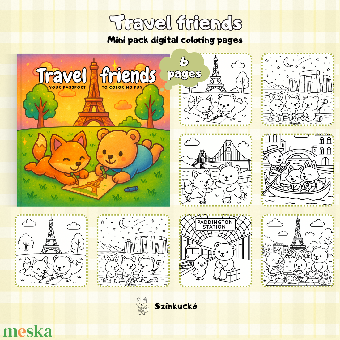 Színező lapok - Mini Pack digitális színezőkönyv: digitális és nyomtatható színezőlap - Travel Friends 6 db pack - otthon & életmód - papír, írószer - színező - Meska.hu Színező lapok - Mini Pack digitális színezőkönyv: digitális és nyomtatható színezőlap - Travel Friends 6 db pack - otthon & életmód - papír, írószer - színező - Meska.hu