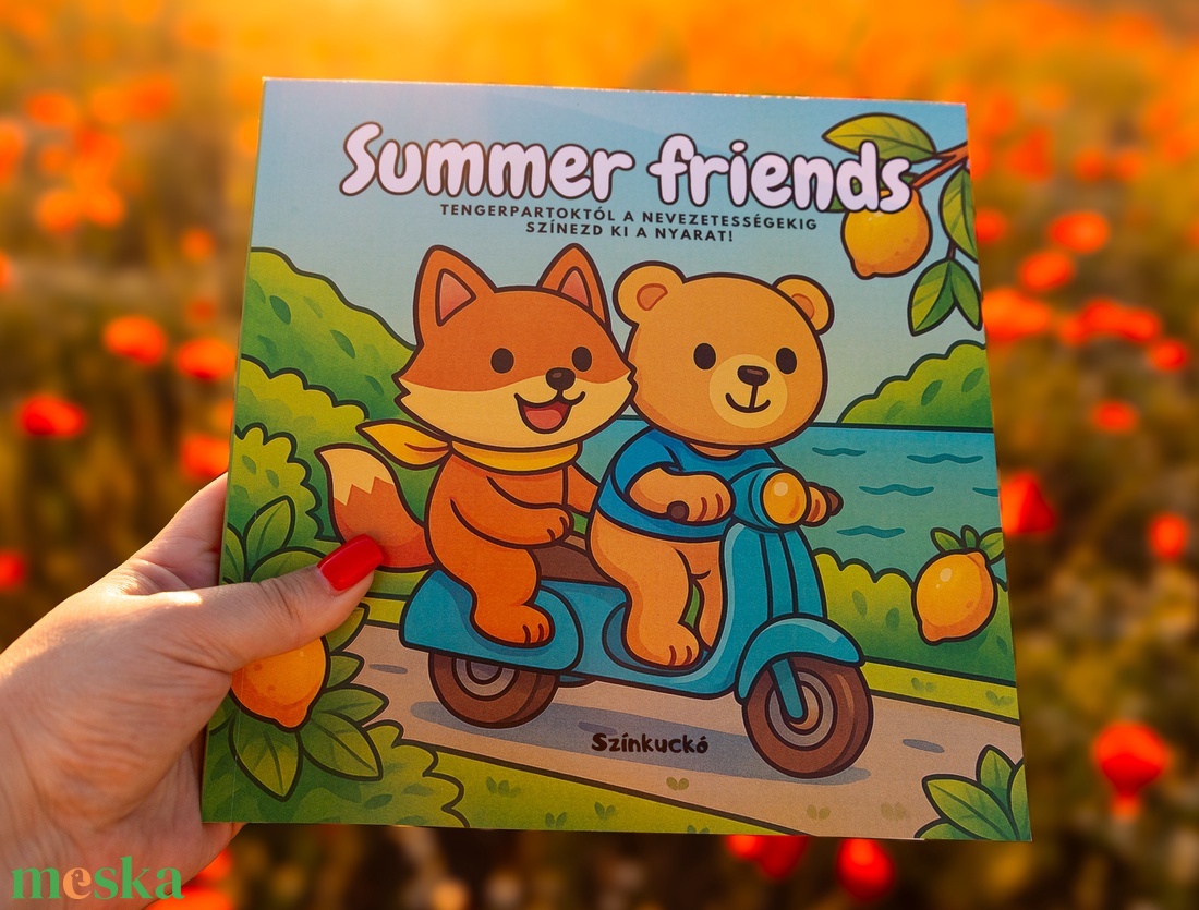 Gyerekbarát színezőkönyv, színezhető lapokkal. Puhaborítású színezőkönyv - Summer friends színezőkönyv - nyári kiadás - otthon & életmód - papír, írószer - színező - Meska.hu