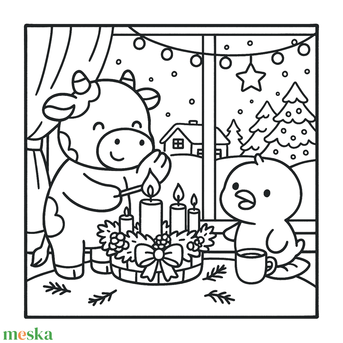 Karácsonyi színezőfüzet gyerekeknek és felnőtteknek. Kifestő kislányoknak karácsonyi ajándék. Boci és Csibe karácsonykor - otthon & életmód - papír, írószer - színező - Meska.hu