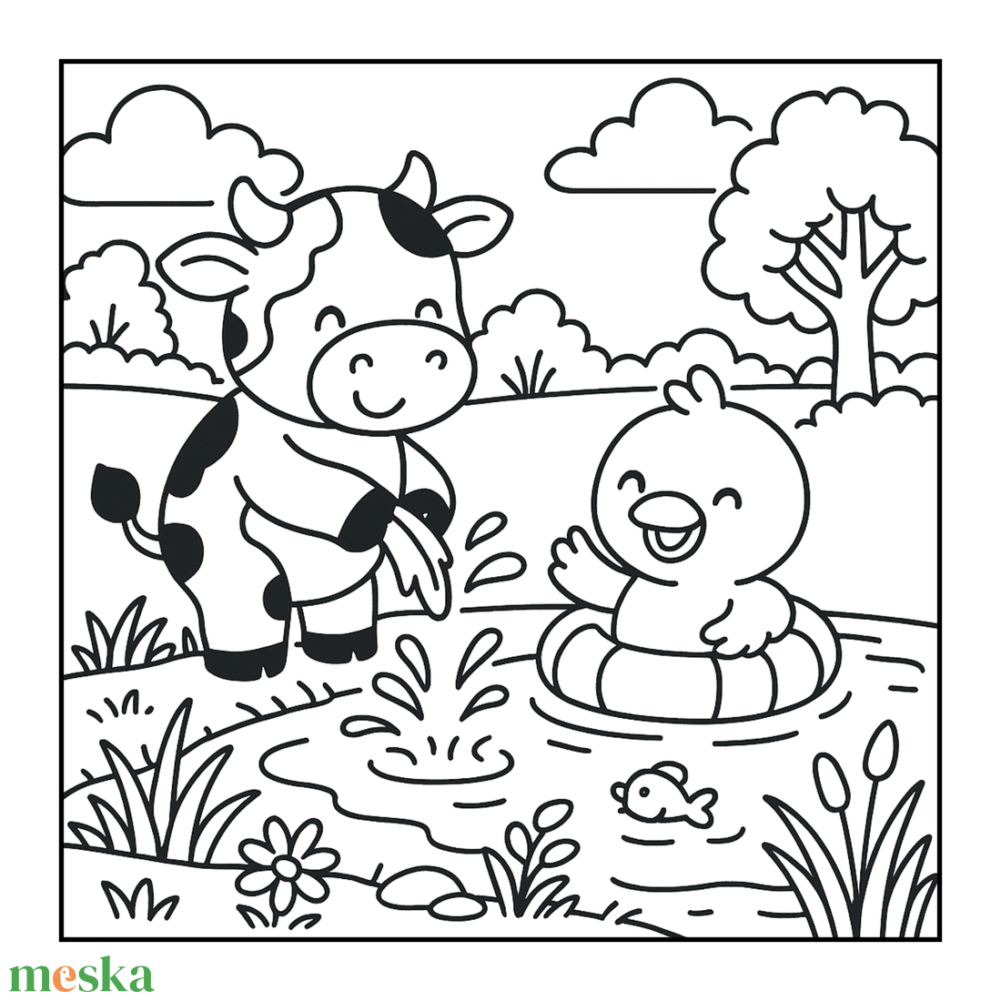 Színezőfüzet felnőtt nőknek és kislányoknak. Boci és csibe vidéki kalandok két jó baráttal. Színezőkönyv stressz ellen. - otthon & életmód - papír, írószer - színező - Meska.hu