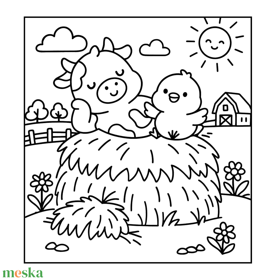 Színezőfüzet felnőtt nőknek és kislányoknak. Boci és csibe vidéki kalandok két jó baráttal. Színezőkönyv stressz ellen. - otthon & életmód - papír, írószer - színező - Meska.hu