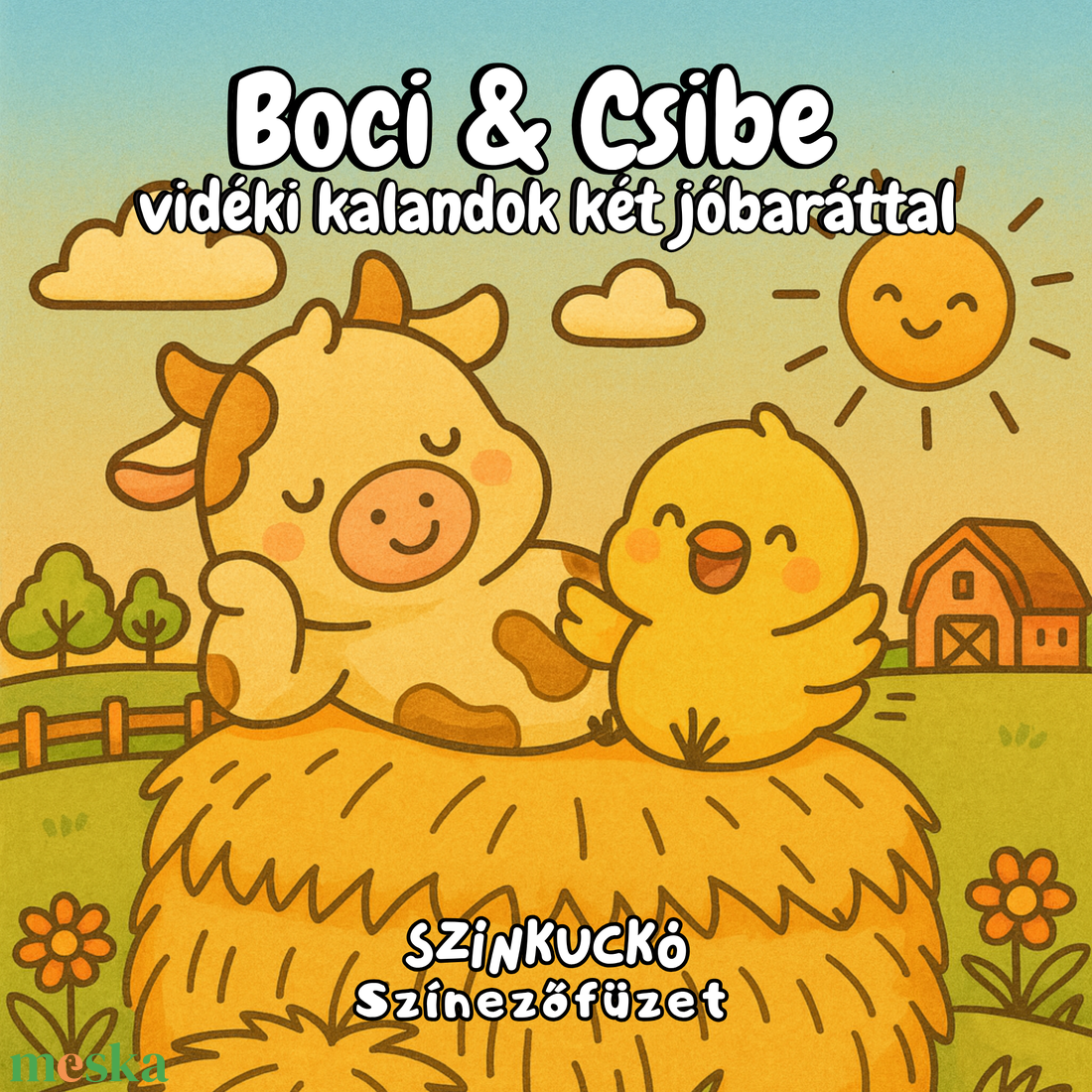 Színezőfüzet felnőtt nőknek és kislányoknak. Boci és csibe vidéki kalandok két jó baráttal. Színezőkönyv stressz ellen. - otthon & életmód - papír, írószer - színező - Meska.hu
