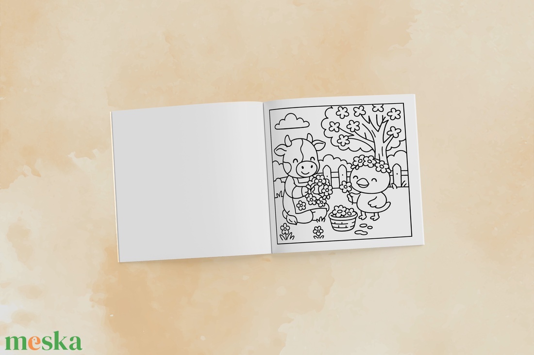 Színezőfüzet felnőtt nőknek és kislányoknak. Boci és csibe vidéki kalandok két jó baráttal. Színezőkönyv stressz ellen. - otthon & életmód - papír, írószer - színező - Meska.hu