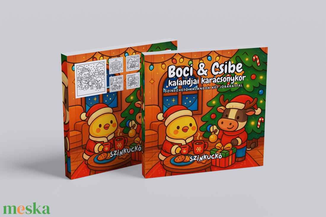 Karácsonyi színezőfüzet gyerekeknek és felnőtteknek. Kifestő kislányoknak karácsonyi ajándék. Boci és Csibe karácsonykor - otthon & életmód - papír, írószer - színező - Meska.hu